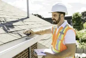 man inspecting the commercial roof