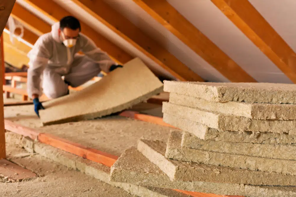 Professional Working on Attic Insulation