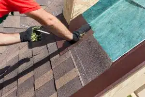 shingle roof being installed