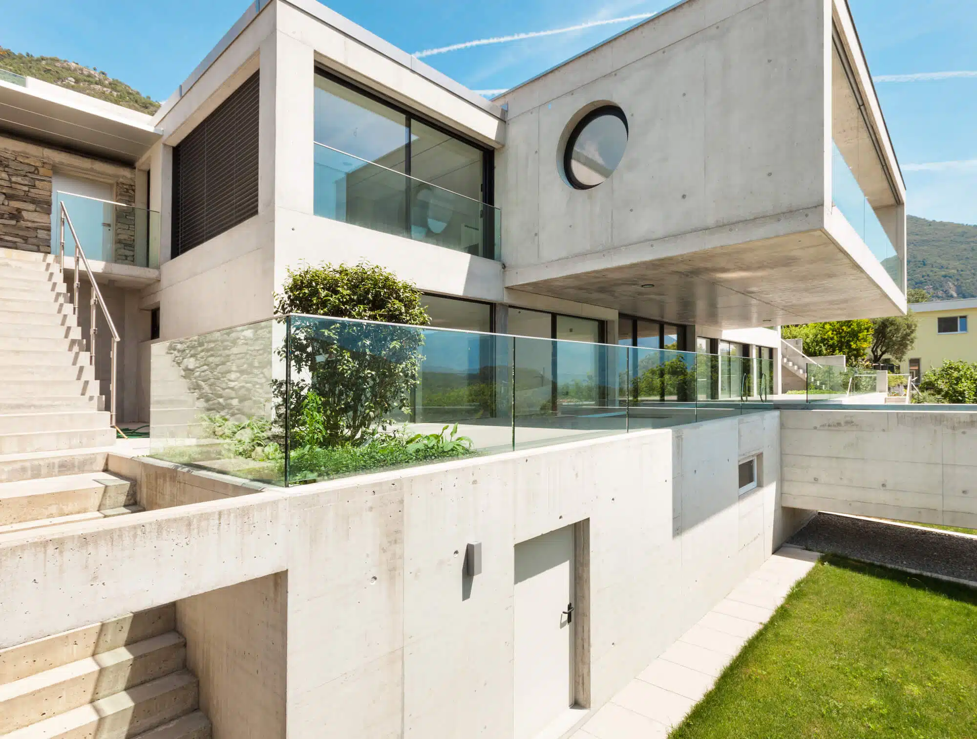 modern house with stucco siding