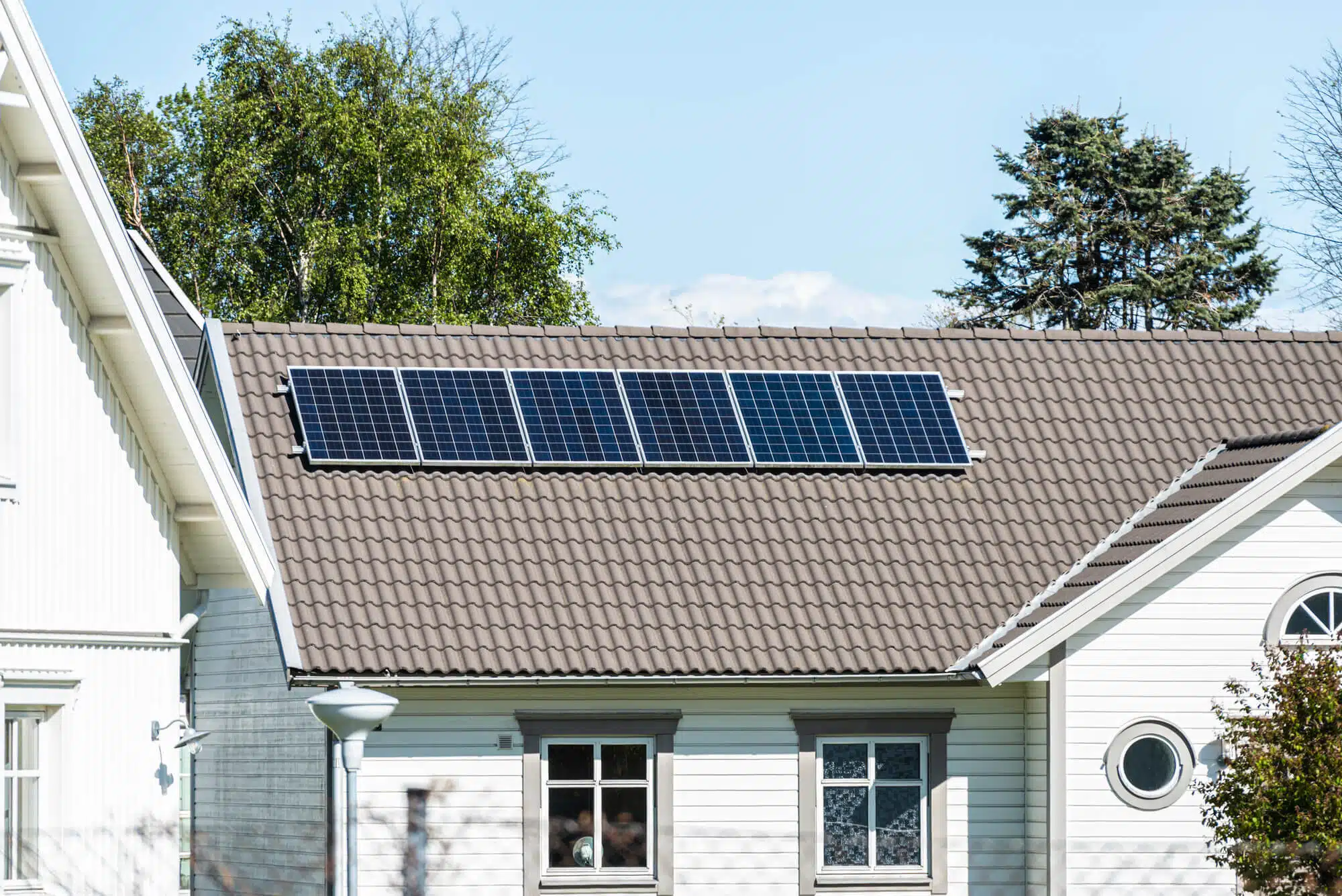 solar panel on a metal roof
