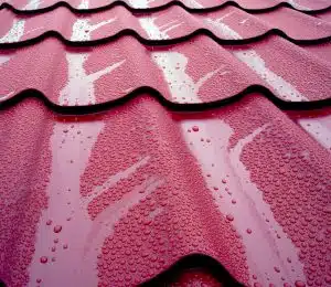 wet metal roof